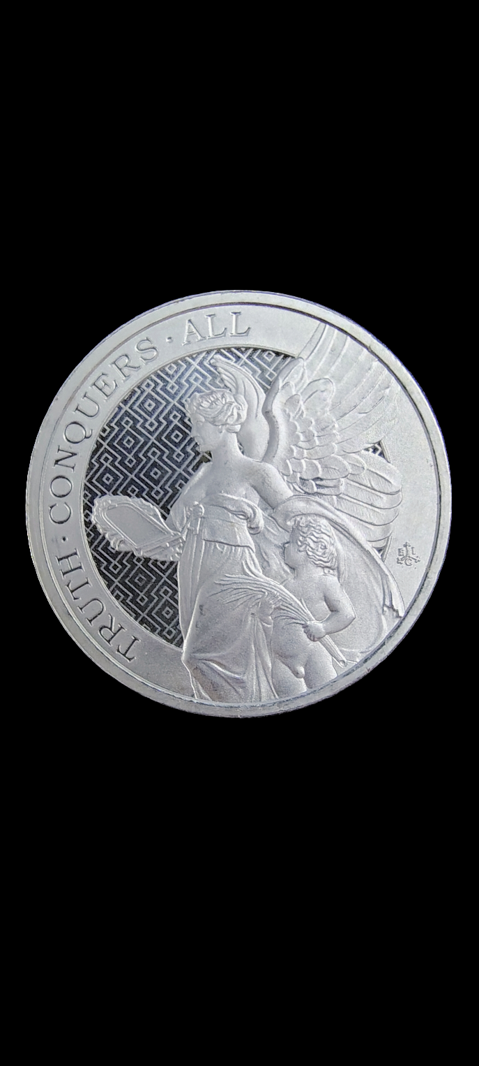 Pre-Owned / 2022 1oz St. Helena Silver Queen’s Virtues Truth Coin .999