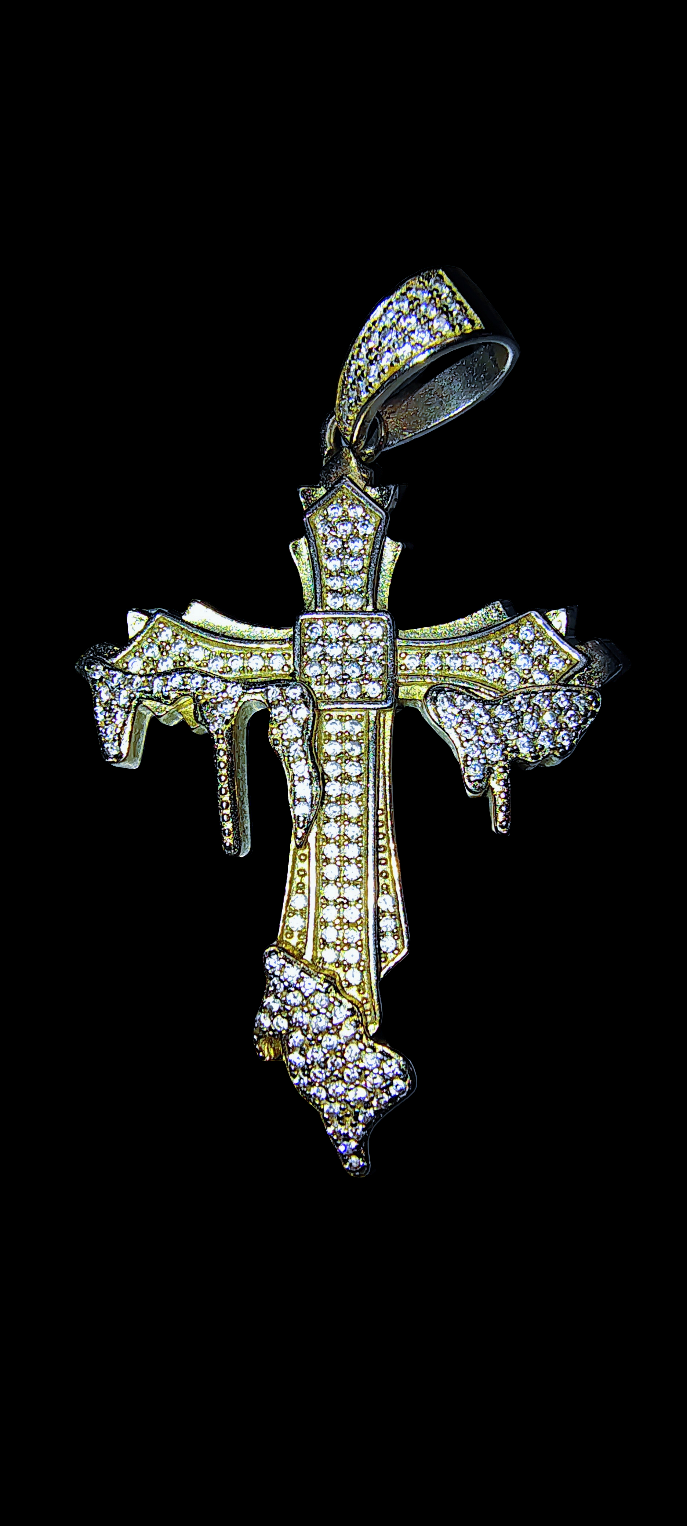 Pre-Owned .925 Drip Cross Pendant